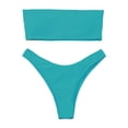 thumbnail image 5 of Afdoent Womens Bikini Sets Women Two Piece Solid Color Swimwear High Waisted Split Swimsuit Bikini Beachwear Padded Swimwear Beach Summer Outfits, 5 of 6