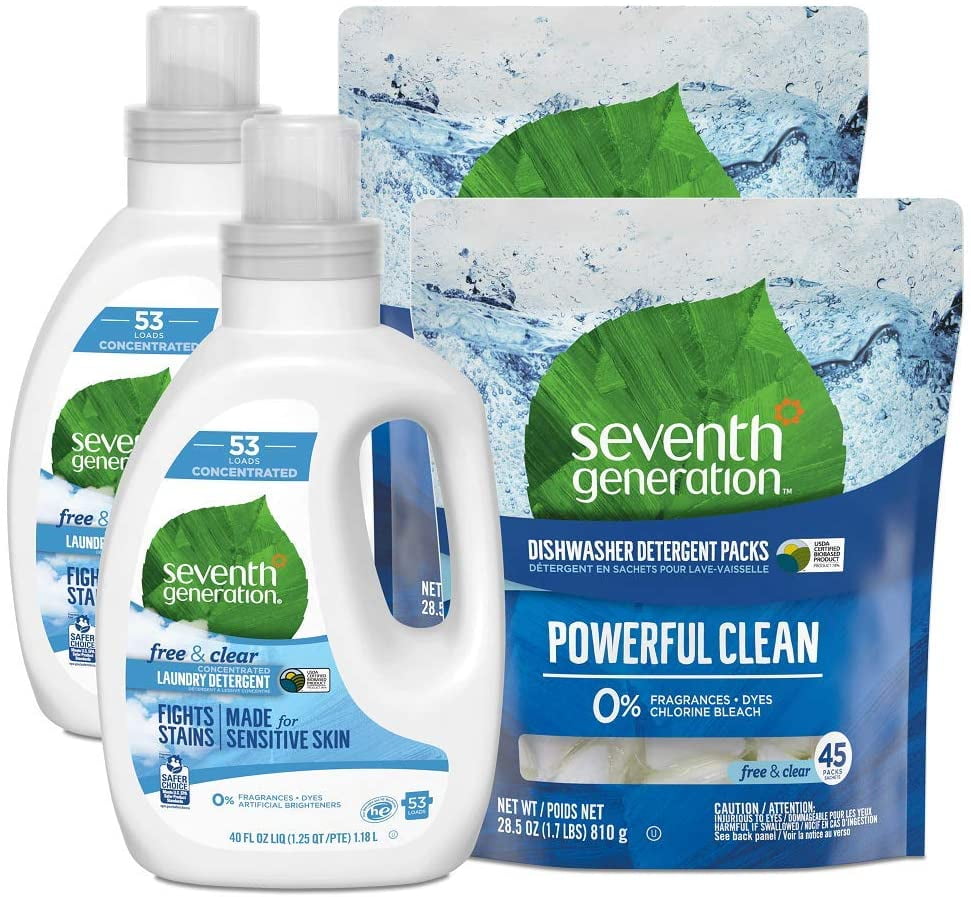 Seventh Generation Dishwasher Detergent Packs, Free & Clear, 90 Packs