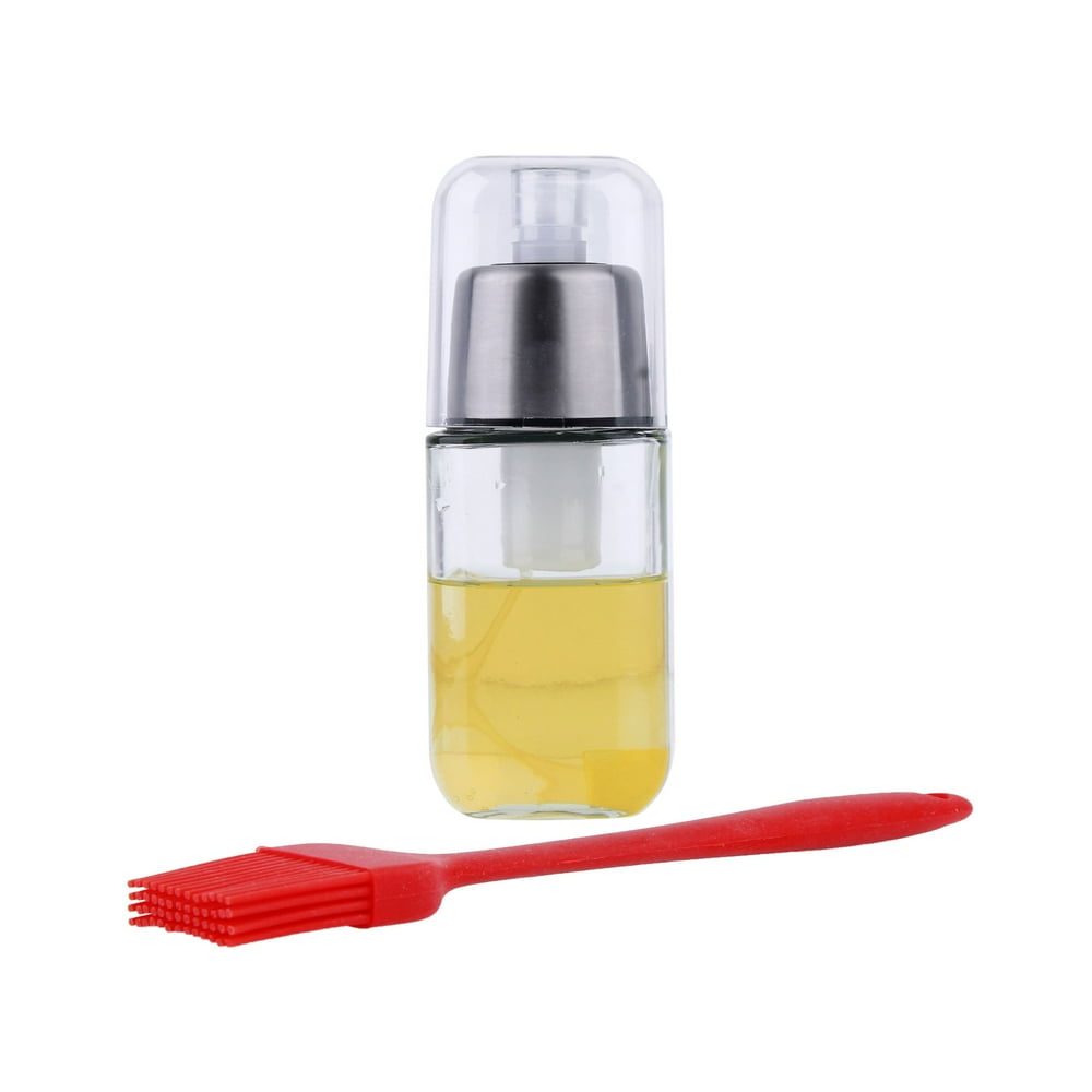 Oil Dispenser Glass Spray Bottle Bundled with Oil Brush, Funnel and Cleaning Brush, Stainless