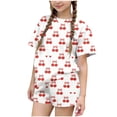 thumbnail image 2 of Mifsaly Kids Girls 2 Piece Cotton Matching Outfits Short Sleeve Cute Printed Tops and Shorts Skin-Friendly Breathable Casual Summer Clothes, 2 of 6