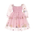 thumbnail image 2 of IBTOM CASTLE Toddler Girl Birthday Dress Floral Confetti Tulle Formal Wedding Party Long Sleeve Dresses for Cake Smash Photo Shoot 5-6 Years Light Pink Floral, 2 of 8