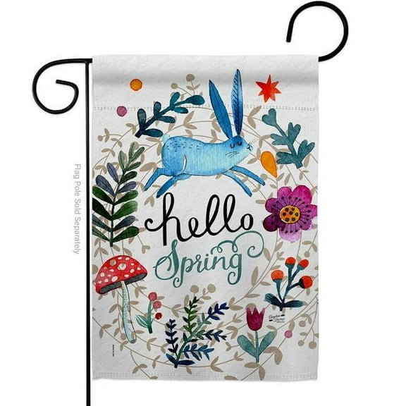 Angeleno Heritage  Hello Spring Floral Double-Sided Decorative Garden Flag, Multi Color