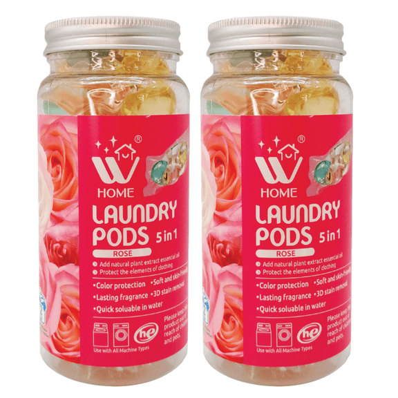 5-in-1 Laundry Pods, High Efficiency (HE), Fabric Softener With Rose Scent, Detergent Pods, 12 Count/Each (Pack of 2)