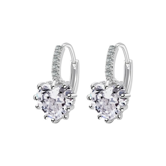 WREESH Women Earrings Heart-shaped Zircon Multi-color Fashion Earrings