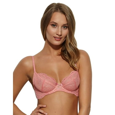 Gossard APRICOT PINK Superboost Lace Underwired Plunge Bra, US 32C, UK 32C