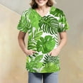 thumbnail image 4 of SAATLERI Scrubs for Women Stretchy Medical Uniforms Plus Size Tropical Print V-Neck Short Sleeve Scrubs Casual Nursing Tops, 4 of 4