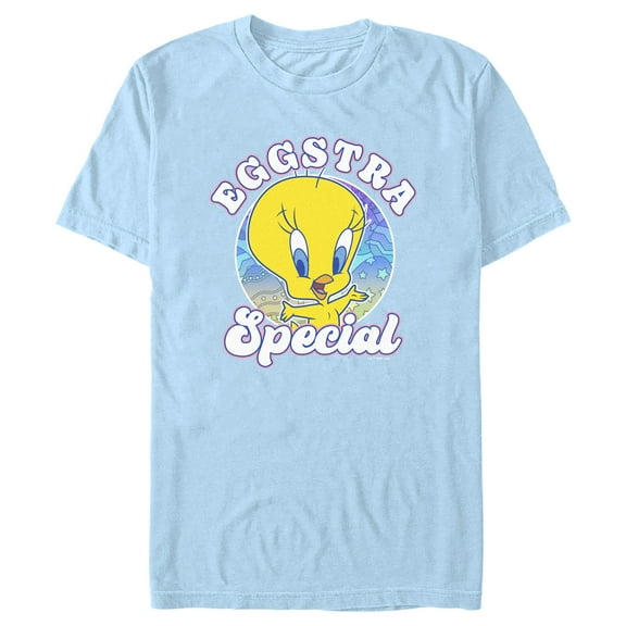 Men's Looney Tunes Easter Eggstar Special Tweety Graphic Tee Light Blue Medium