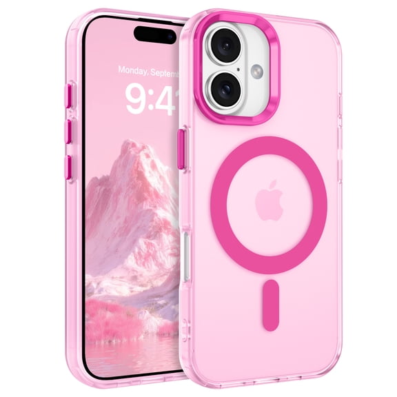 VENINGO Magnetic Phone Case for iPhone 16 Plus 6.7" Compatible with Mag-safe , Translucent Matte Shockproof Scratch Resistant iPhone 16 Plus Case,Hot Red