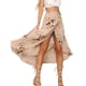 thumbnail image 4 of Falda larga con estampado floral Mujer Ropa de verano Falda con cordones con abertura, gris rosa, L kenally AP001656-03, 4 of 7