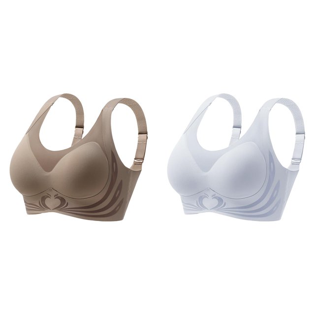 (2-Pack) Rinsvye Womens Big Bust Full Coverage Thin Seamless Bra No Wire Big Size Bra