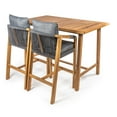 thumbnail image 5 of Porto Modern Coastal 3-Piece Acacia Wood Outdoor Bar Set with Cushions, Gray/Teak Brown, 5 of 9