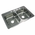 thumbnail image 4 of transolid stde33227-3 select 3-hole drop-in 50/50 double bowl 20-gauge stainless steel kitchen sink, 33-in x 22-in x 7-in, brushed finish, 4 of 6