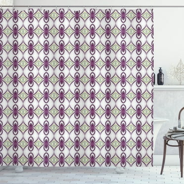 Ambesonne Mauve Shower Curtain, Eastern Mosaic Quirky, 69"Wx84"L, Pale Green Pale Grey