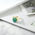 thumbnail image 4 of Gem Stone King 18K Yellow Gold Plated Silver Green Malachite Ring for Women (6.00 Cttw, Gemstone Birthstone, Oval 12X10MM, Available in Size 5,6,7,8,9), 4 of 5