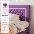 thumbnail image 2 of 4 EVER WINNER Twin Bed Frame, Upholstered Platform Bed Frame with Headboard and Footboard, Twin Size Bed Frame, Diamond Headboard and Footboard Design, Purple, 2 of 7