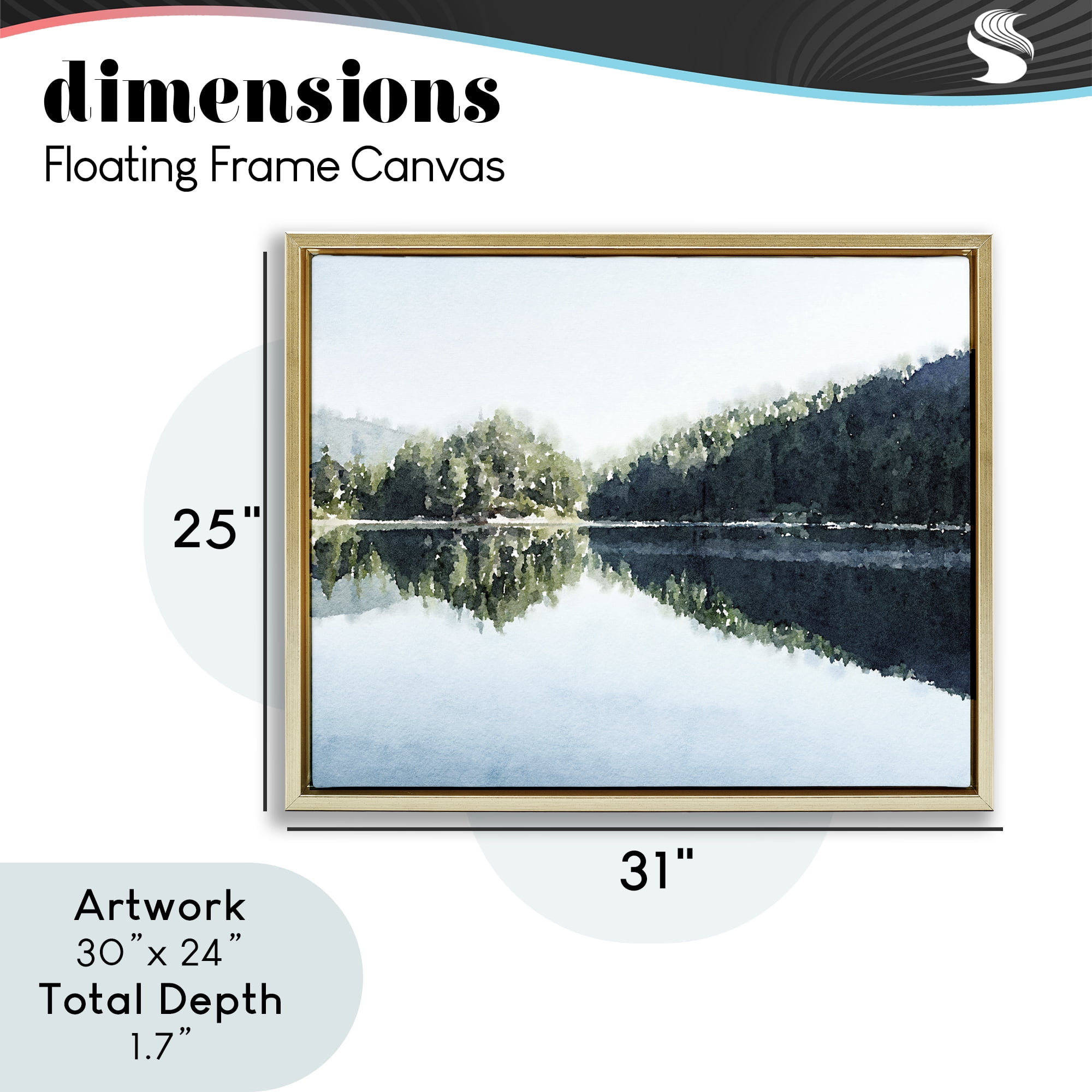 Stupell Industries Blue Lake Reflections Gold Framed Floater Canvas Wall Art, design by Kim Curinga