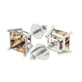 thumbnail image 2 of Clara Pucci 4Ct Synthetic Yellow Moissanite Princess Cut VVS1 Screw Back Stud 14k Solid hypoallergenic Gold Designer Earrings For April, 2 of 7