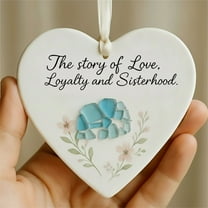 The Sisterhood Heart – A Tribute to Love and Loyalty, Heart-Shaped Sea Glass Friendship Decor, Elephant Crafted from Sea Glass,Hearts-Shaped Artwork for Best Sister（A）
