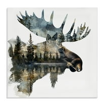 Stupell Industries Moose Head Silhouette Animals Painting Wrapped Canvas Art Print Wall Art, 17 x 17