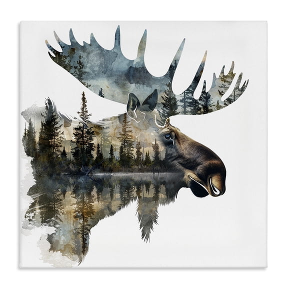 Stupell Industries Farmhouse Moose Head Silhouette Canvas Art, 17 x 17, by LSR Design Studio