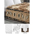 thumbnail image 6 of Brown Boho Twim XL Size Flat Sheet, Wrinkleproof & Fadeproof Cooling Flat Bed Sheet Only, Retro Western Rustic Ethnic Tribal Patterns Breathable Soft Bedding Top Sheets 66 x 102 Inches, 6 of 8