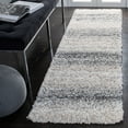 thumbnail image 3 of SAFAVIEH Fontana Daquan Striped Shag Runner Rug, Ivory/Grey, 2'3" x 12', 3 of 9