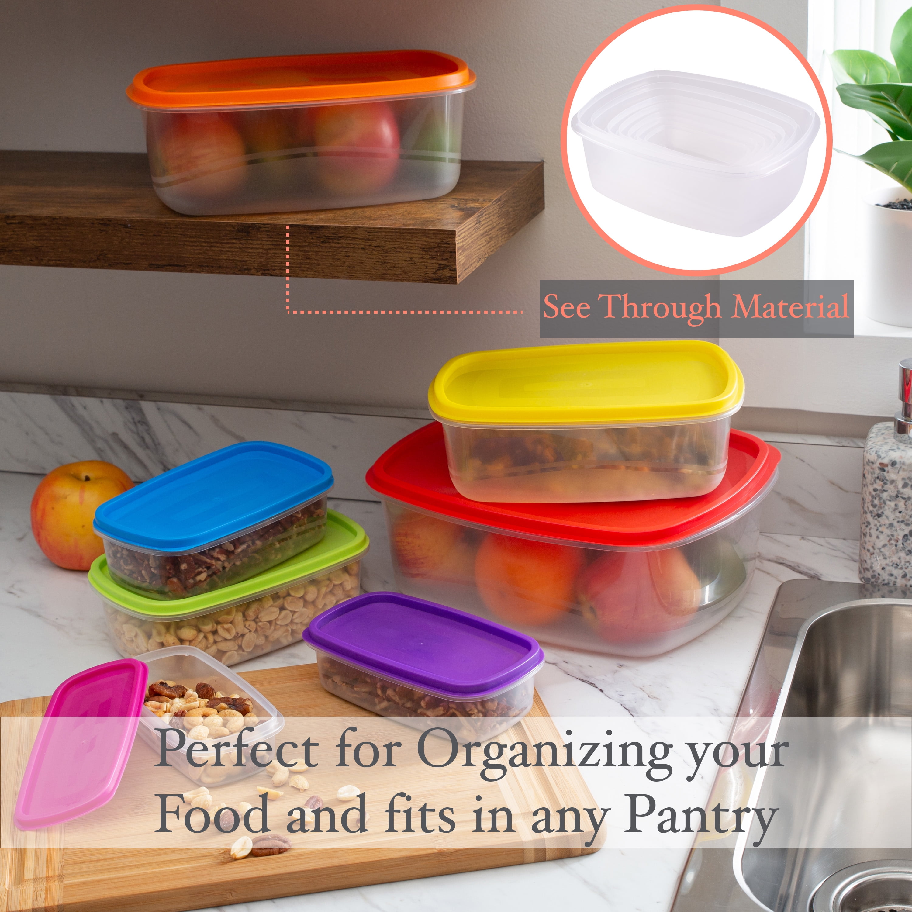 COOK WITH COLOR Round Food Storage Containers with Lids, Easy-Find Nesting  Plastic Containers, 14 Piece Set (Grey Ombre)