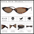 thumbnail image 6 of SA106 Womens Narrow Thin Cat Eye Plastic Gothic Retro Sunglasses / Tortoise Frame - Brown Lens, 6 of 8