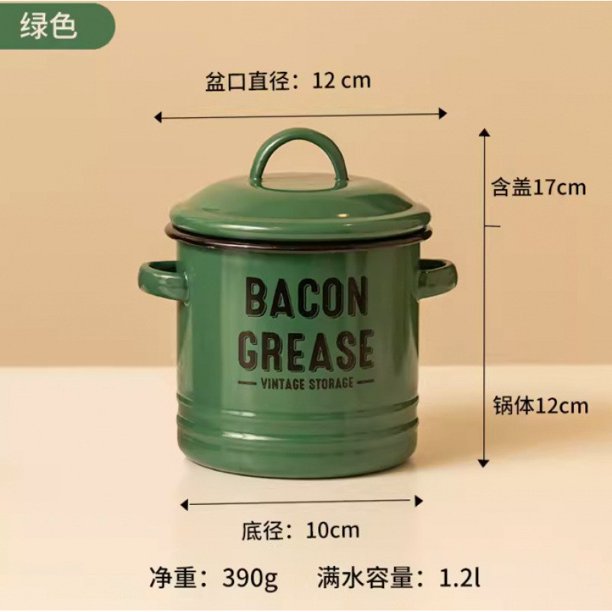 Olla vintage de aceite esmaltado con tapa hermética - Tarro de almacenamiento resistente al óxido de gran capacidad de 3,5L para encimera o despensa de cocina