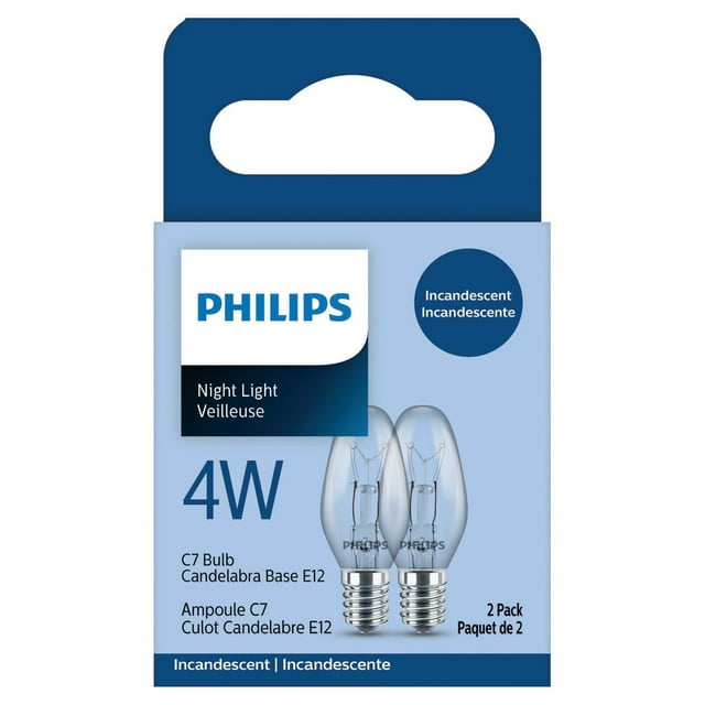Philips Incandescent Bulb 4W C7 Nightlight 2 Pack