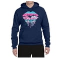 thumbnail image 2 of Wild Bobby, Dripping Lipstick Lips Cute Pink Blue Lips Gift Beauty Makeup Lover, Streetwear, Unisex Graphic Hoodie Sweatshirt, Navy, Medium, 2 of 3