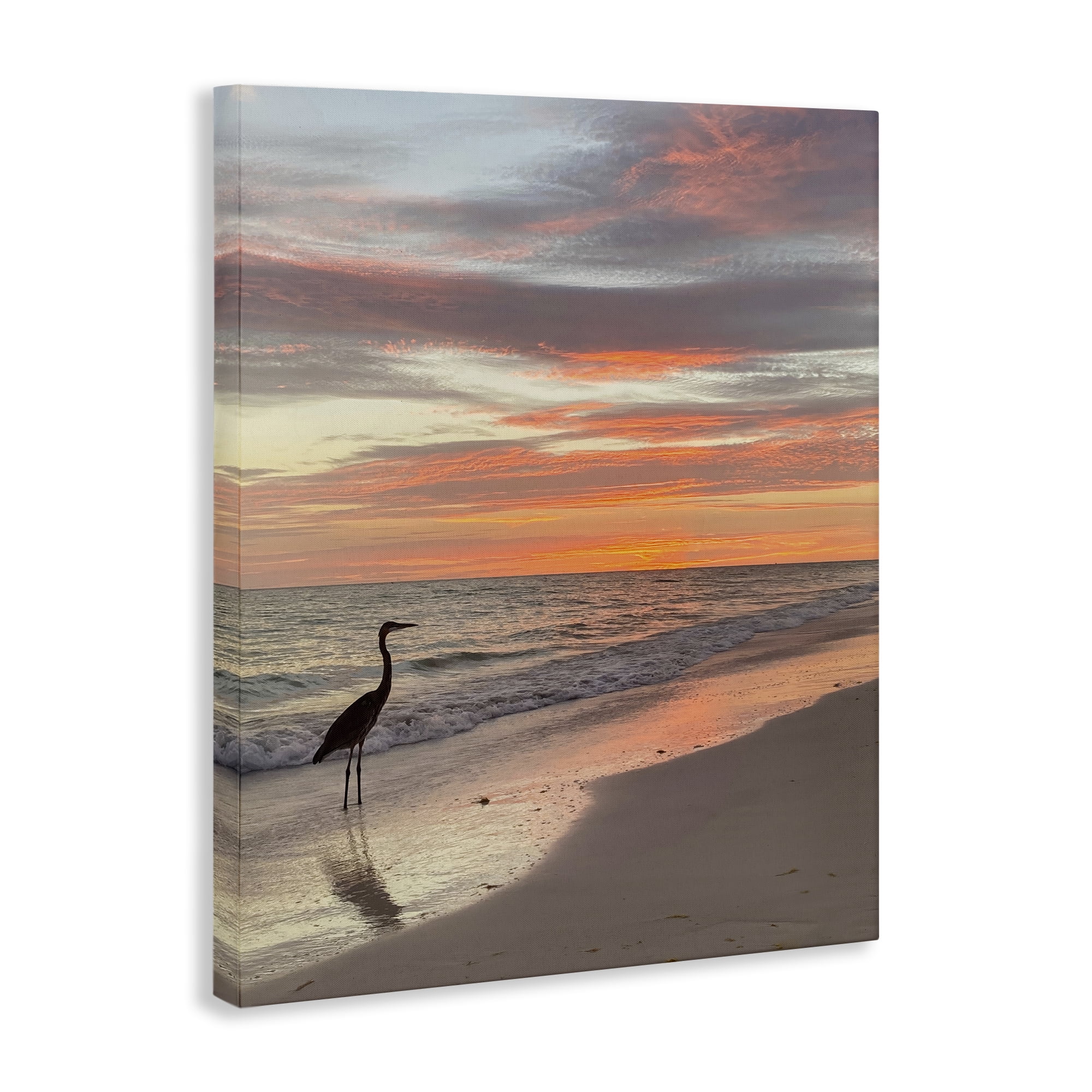Stupell Industries Lone Egret on Beach Nautical & Beach Photography Wrapped Canvas Art Print Wall Art, 30 x 40