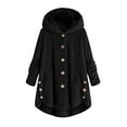 thumbnail image 2 of Patlollav Womens Coat Plus Size Button Plush Tops Hooded Loose Cardigan Wool Outwear Winter Jacket, 2 of 6