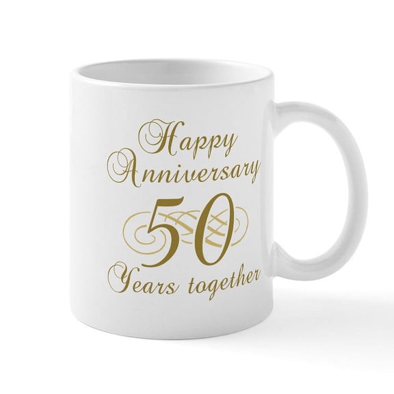 CafePress - Stylish 50Th Anniversary Mug - 11 oz Ceramic Mug - Novelty Coffee Tea Cup