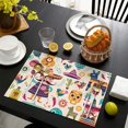 thumbnail image 3 of Colorful Mexican Elements Summer Placemats Table Placemats Set Of 6-Linen Kitchen Washable Placemats Table Mats 11.8"x17.7" Non-Slip Heat Resistant, 3 of 5