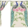 thumbnail image 3 of Dreamtimes Peacock Flowers On Beige W55 x L78 Inches Sheer Gauze Door Window Curtain Panels Drapes for Living Room Bedroom Kids Room Decoration Window Treatment Set of 2 Panels, 3 of 4