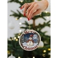 thumbnail image 5 of Merry Christmas Snowman Scene Christmas ornament, Christmas decoration, holiday present idea, heirloom keepsake, round ceramic, gift Exchange, bauble present, gift idea, 5 of 8