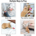 thumbnail image 3 of Cat Teasing Wand Silicone Collar Hands Free Toy with Bell and Feathers (Blue), 3 of 3