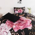 thumbnail image 6 of URBONUR 3Pcs Black and Pink Floral Comforter Set Full Size Pink Flowers Bedding Set for Women Girls Botanical Farmhouse Bed Set Gold Leaves Quilt Set with Pillowcases for All Season, 6 of 9