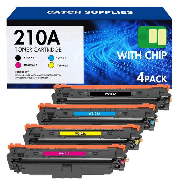 210A Toner Cartridge (With Chip) Compatible for 210A 210X W2100A W2100X 4301fdw 4-Pack Color LaserJet Pro MFP 4301fdw 4301fdn 4201dn 4201dw Printer Ink (Black Cyan Magenta Yellow)
