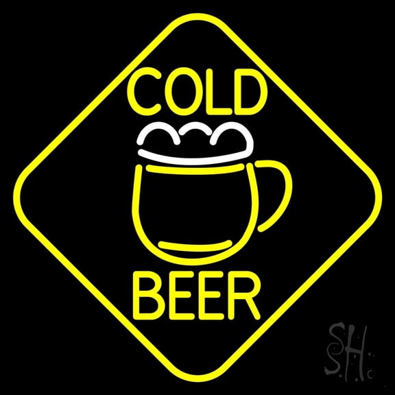 Cold Beer With Mug LED Neon Sign 24 x 24 - inches, Clear Edge Cut Acrylic Backing, with Dimmer - Bright and Premium built indoor LED Neon Sign for Bar decor.