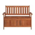 thumbnail image 3 of CorLiving Miramar Hardwood Outdoor Storage Bench with Slatted Back and Armrests, Brown, 3 of 10