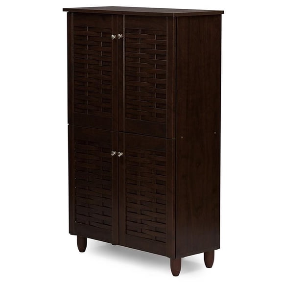 Baxton Studio Winda Modern and Contemporary 4-Door Dark Brown Wooden Entryway Shoes Storage Cabinet