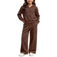 thumbnail image 4 of Vmberlty Kids 2 Piece Tracksuits Girl's Solid Color Fall Winter Outfits Zip Up Hooded Sweatshirts and Cargo Pants Casual Active Sets for 1‑13 Years, 4 of 6