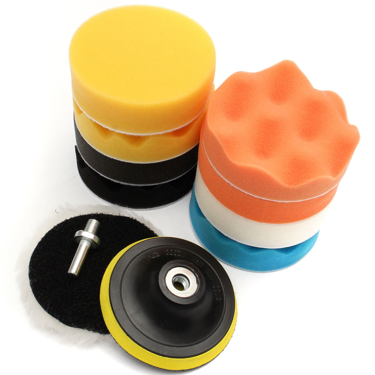 Sponge Buffing Polishing Waxing Pad Kit Foam Polish Pad Set for Car Polisher Buffer with Drill Adapter 5inch Qiilu 19Pcs 4 5 6 Sponge Pad