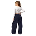 thumbnail image 3 of lnmuld Girls Solid Wide Leg Sweatpants Soft Casual Drawstring Loose Trousers with Pockets Navy,10-11 Years, 3 of 6