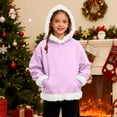 thumbnail image 2 of Ulanda Kids Boys Santa Hoodie Fleece Sherpa Lined White Fur Santa Claus Xmas Pullover Tops with Pocket (Purple, 12-13 Years), 2 of 9