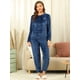 thumbnail image 2 of Conjuntos de pijama de traje de noche de cuello redondo de felpa cálida y suave para mujer Azul M, 2 of 6