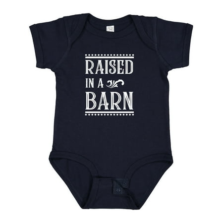 

Inktastic RAISED in a BARN in White Gift Baby Boy or Baby Girl Bodysuit