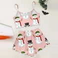 thumbnail image 4 of Womens Pajama Set – Strappy Top and Shorts Loungewear Women's Snowman Print Sleeveless Vest & Shorts Set Lightweight Sleepwear Two Piece, 4 of 5